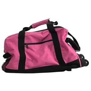 Hot Pink Rolling Duffle Bag Double Handle Zip Travel Bag